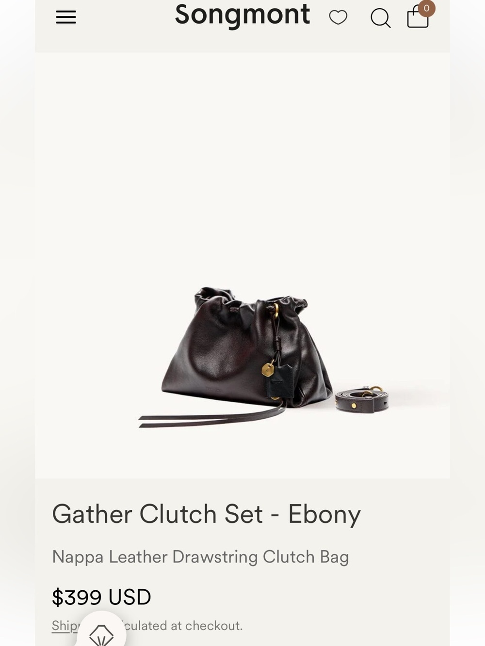 Songmont Ebony Gather Drawstring Clutch Bag